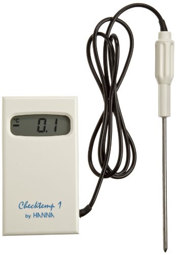 Hanna Instruments HI 98509 Checktemp 1C Thermistor Thermometer, with Stainless Steel Probe and 1m Cable, -50.0 to 150.0 degrees C, + or - 0.3 degrees C (from -20 to 90 degrees C), + or - 0.5 degrees C (outside), 4.2" H x 2.3" W x 0.7" D by Hanna Instrumen
