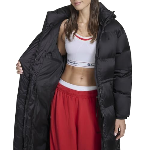 Champion Women's Cinch Waist Long Hooded Puffer, Black, Large - image 3