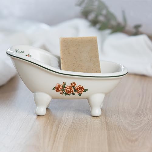 1 Piece 5.6" Ceramic Mini Clawfoot Slipper Bathtub Soap Dish