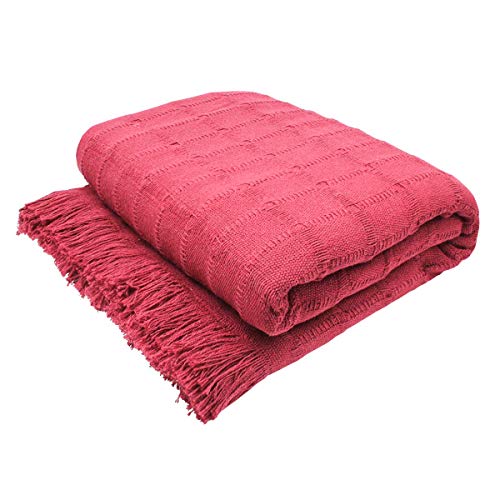 Manta con flecos para sofa y cama multiuso con bordaje de cuadros extrasuave 180x260CM