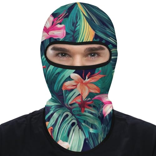 Balaclava con hojas florales tropicales para hombre y mujer, máscara facial con protección solar, transpirable, para senderismo, ciclismo, correr y conducir miniatura 1