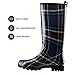 HISEA Women's Rain Boots Slim Calf Fashion Waterproof Garden Shoes Colorful Printed Rubber Boots Anti-Slipping Rainboots for Ladies Tall Knee High Outdoor Rain Shoes, Size 7 Plaid Navy