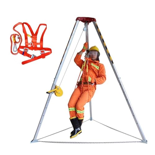 Equipo de rescate, trípode de rescate for pozos, trípode de rescate for pozos de alta resistencia con correa de seguridad, trípode elevador de equipos con patas telescópicas, kit de trípode for espaci