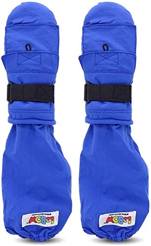 L-Bow Kids Mittens + Bungee Pocket Style for Hand Warmers + Waterproof Stay On Design + Cold Weather 3M Thinsulate Material + Winter Toddler Mittens for Snow (Blue, Medium)
