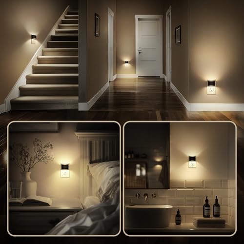 Image of DORESshop LED Night Light[4 Pack], Night Lights Plug into Wall, 3 Level Brightness Adjustable Plug in Night Light, Dusk to Dawn Sensor, Nightlights for Adults, Bedroom, Bathroom, Hallway, 3000K