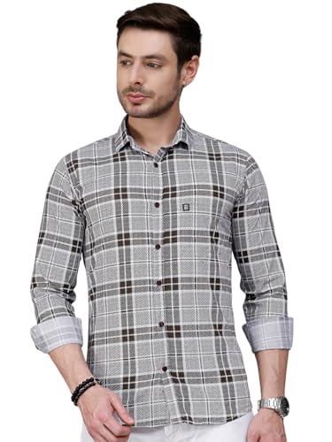 Image of Majestic Man Men's Comfort Slim Fit Pure Cotton Opaque Checked Casual Shirt