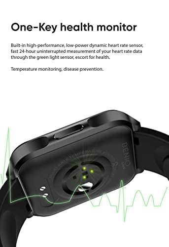 Image of BENIO Smart Watch for Men and Women, 1.69 inch Fitness Tracker, 24 /7Heart Rate /SpO2 /Sleep Tracker, Multiple Dials & 23 Sports Modes Fitness Watch, IP67 Waterproof, Compatible with Android iOS