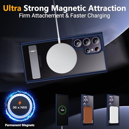 Image of SPIDERCASE Magnetic for Samsung Galaxy S24 Ultra Case, [3 Stand Ways][ Military Grade Drop Protection] with Invisible Stand Shockproof Slim Case for S24 Ultra 6.8'', Blue