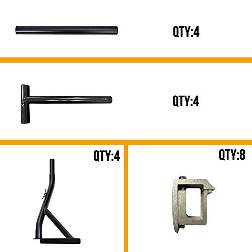 Truck Ladder Rack 800lbs Capacity with 8 Non-Drilling C-Clamps Heavy Duty Extendable Universal Pickup Ladder Rack Two-bar Set Matte Black One Pair