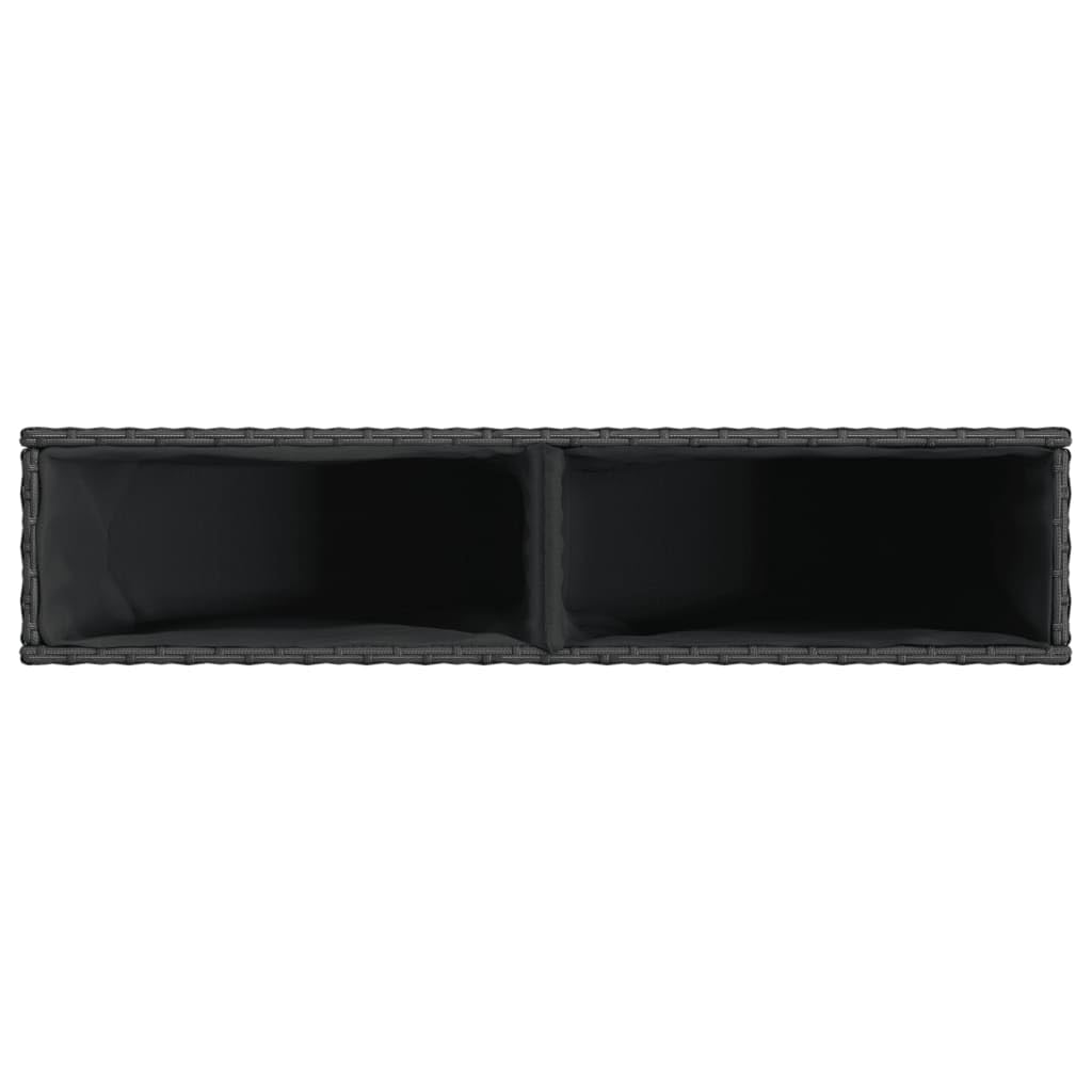 vidaXL Jardineras con 2 maceteros 2 uds ratán PE Negro 90x20x40 cm