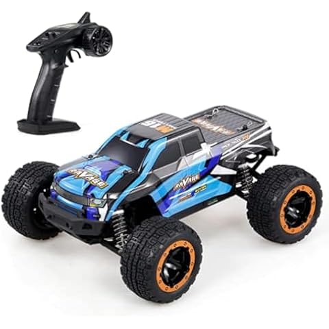 FMTStore FMT, RC Cars Truck Off-Road Brushless Motor High Speed Remote Control Toy for Boys Girls Adult 1:16 Scale 45km/h Fast 4WD RC Trucks w/LED Lights, 2.4GHz All Terrain Offroad Truck (Blue) Cover