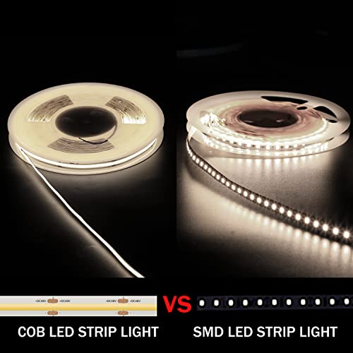 Cob Led Strip Lights 65.6Ft/20M, 4000K White Led Lights Strip, 504Leds/M Dc48V Led Rope Lights, Cri90+ 10Mm Width & 3M Tape Light For Shopping Mall, Hotel, Restaurant (Not Included Power Supply) #TOP6