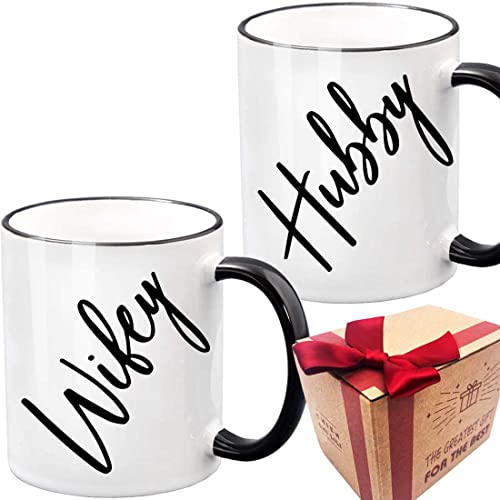 Gift for Husband and Wife Coffee Mug, Hubby Wifey Mug Wedding Gift, Mr and Mrs, Bridal Shower Gift, Unique Wedding Gift for Couple, Set of 2 Shot Mugs