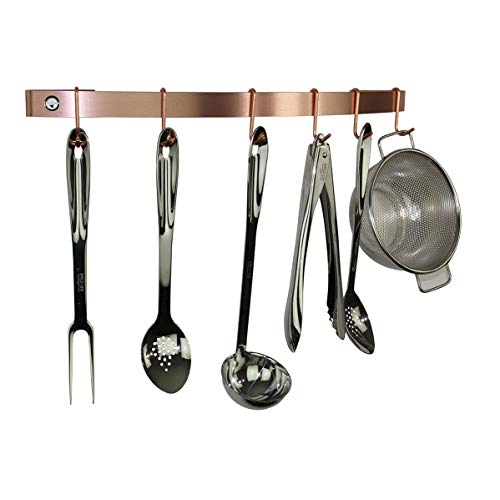 Handcrafted 24" Curved Wall Rack Utensil Bar W 6 Hooks Brushed Copper #TOP1