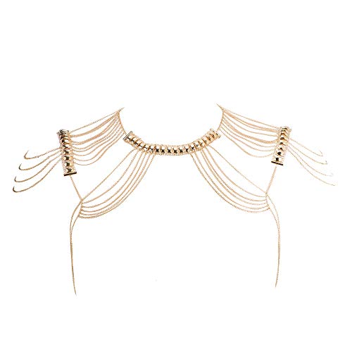 Beauty7 Cadena de Cuerpo Hombro Gargantillas Aleación Dorado Multicapa Múltiples Capas Collares...