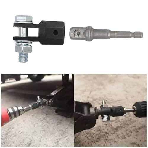 Wjelet 1/2-Zoll Scherenwagenheber Adapter mit 1 Steckschlüssel-Adapter, Metall-Schlagbohrer-Stecknuss-Adapter Aus Chrom-Vanadium-Stahl für Ring Oder Doppelloch Scherenwagenheber