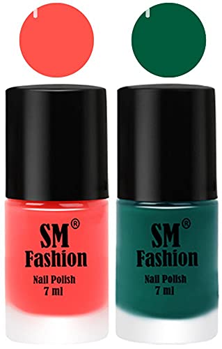 Image of Long Lasting Nail Polish | Nail Paint Combo 7 ml Each) - Set of 2 Baby Pink-Green