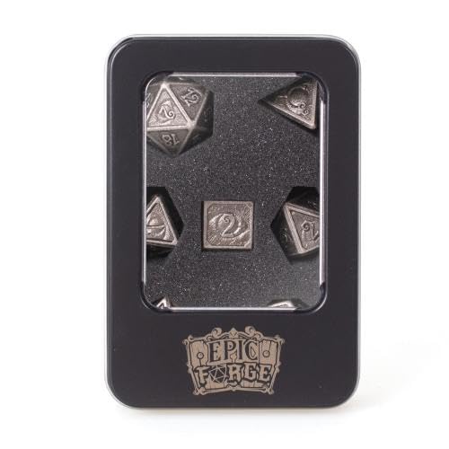 Epic Forge Set of 7 Metal Dice 16 mm (Metal Box) Electroplated Nickel