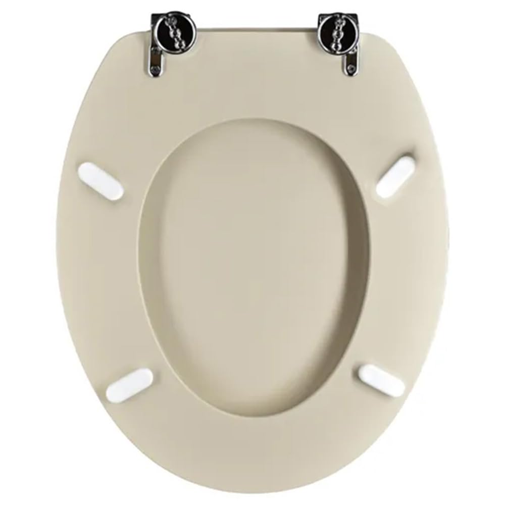 Tavoletta Copriwater Forma Universale Champagne Sedile WC Beige Avorio Cerniere Metallo Cromato Lucido e Viti