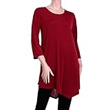 leicht asymetrisch Magna Slinky Tunika im Lagenlook Stil mit Zipfel Burgund Grš§e 60/62