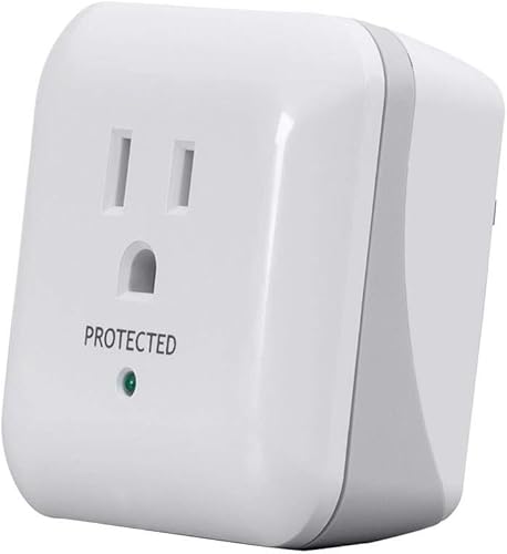 Monoprice Power & Surge - Blanco | Protector de sobretensiones de 1 salida con alarma de fin de servicio, 900 julios 15A / 125V / 1875W, 10dB a 60dB