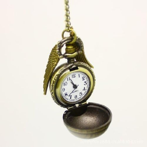 Harry Potter Antique brass Snitch Pendant Pocket Watch Necklace Wings Chain beauti Gift Harry Potter Snitch Watch Necklace Steampunk Quidditch Pocket Clock