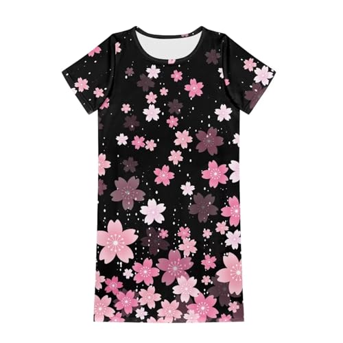 Girls Dress 3-14 Summer Soft Comfy Sundress with Pocket Casual Short Sleeve Midi Skater Night Home Dresses4