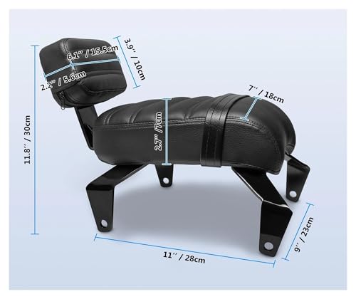 Asiento de pasajero con respaldo para Indian Scout Bobber cojín de cuero ergonómico 6