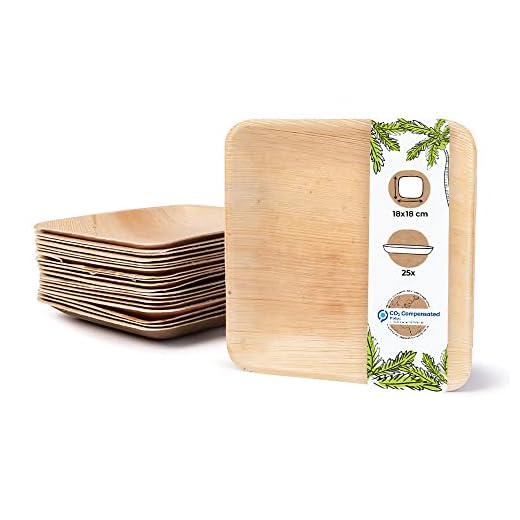 BIOZOYG Platos de Hojas de Palma | 25 Piezas de ojas de Palma Rectangular 23 x 23 cm | Bio vajilla desechable Boda compostable Biodegradable Vajilla de Fiesta