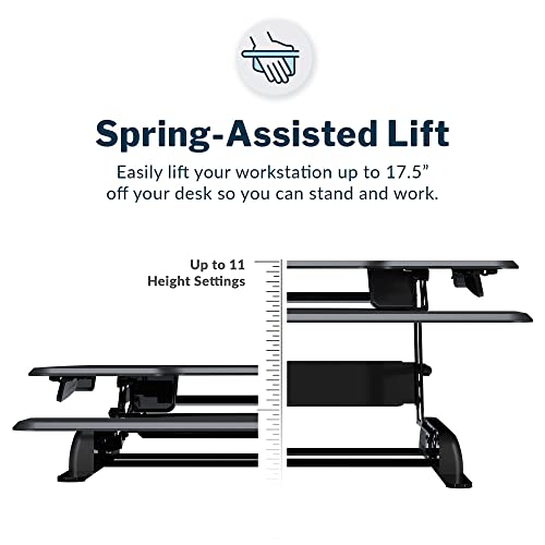 Vari - Varidesk Essential 36 - Two-Tier Standing Desk Converter For Monitor & Accessories - Height Adjustable Sit Stand Desk - Fully Assembled Monitor Riser For Home Office - 36" Wide, Black #TOP1