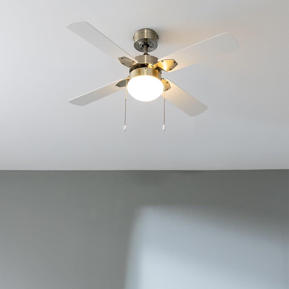 Cecotec - Deckenventilator mit Licht EnergySilence Aero 450 GoldWhite, 50W DC Motor, Durchmesser 106 cm, 3 Geschwindigkeiten, 4 umkehrbaren Flügeln und Winter-Sommer-Modus