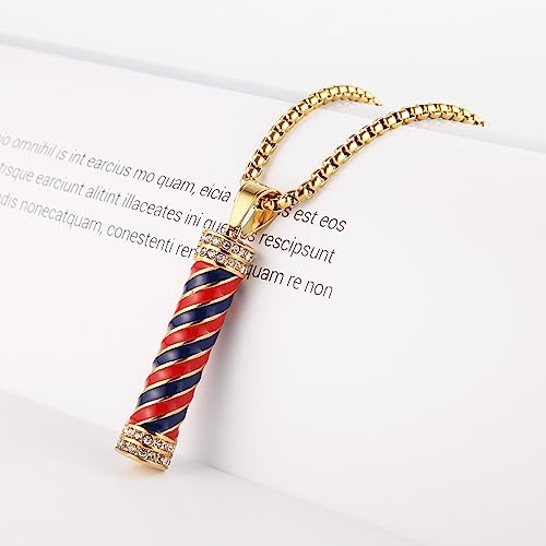 STWTR Stainless Steel Gold-Plated Hair Salon Lamp Pendant Necklace, Men'S And Women'S Revolving Lamp Barber Shop Pendant Necklace3