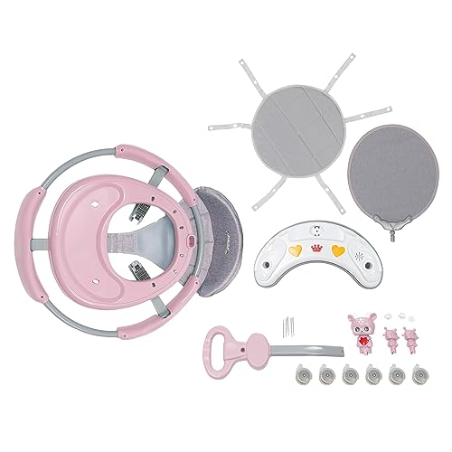 Andador para bebé de PVC, andador a partir de 1 año, con alfombrilla para sombrilla, altura y velocidad ajustables, para bebés, niños y niñas a partir de 6-18 meses, hasta 15 kg (rosa) - imagen 9