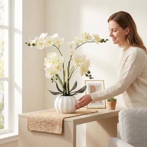 Orquídea artificial realista que soluciona la decoración de interiores sin luz natural 7