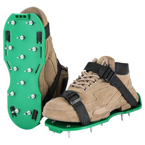 weyleity Gunite Spiked Shoes | Epoxy Floor Spiked Shoes with 1.1''/28mm Short Spikes, 1 Pair Epoxy Shoes for Epoxy Flooring Coating, Self-Leveling Floors, Overlays (Green)