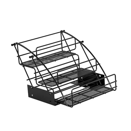 Genérico Estante De Almacenamiento Desplegable 3 Niveles, Cesta Elevadora Del Gabinete,Estante Almacenamiento Especias Del Gabinete Superior,Capacidad Carga 15kg(Black)