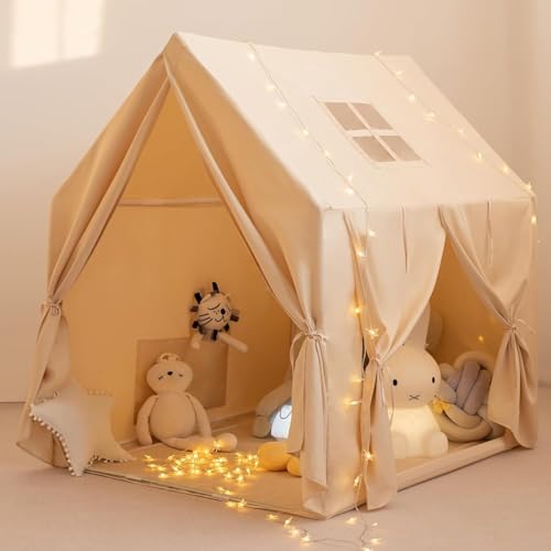 Grande tente d'intérieur avec lumières - Maison de jeux d'intérieur pour enfants - Tente de jeu princesse, décoration de chambre d'enfant, tente de lecture pour...