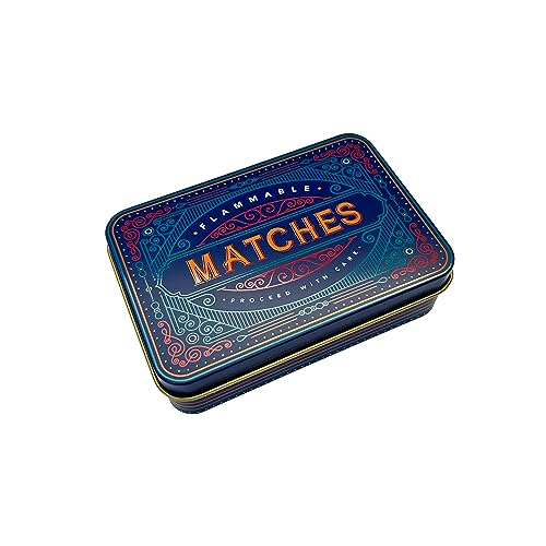 TINIT Matches Tin - Match Storage Box Metal Tin Matchbox Holder Candle Holder Lighter Gift Present (Blue) - Image 4