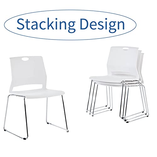 Whiterye 4 Pack Stackable Chairs, Office Guest Chairs With No Wheels, Conference Room Chairs, White Chairs For Dining Room, Conference Room, Classroom,Lobby. #TOP3