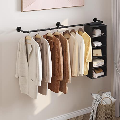 Greenstell Clothes Rack, 69.5 Inches Industrial Pipe Wall Mounted Closet Rod, Space-Saving Heavy Duty Hanging Clothing Rack, Detachable Hanger Bar, Multi-Purpose Hanging Rod For Closet Storage 3 Base #TOP2