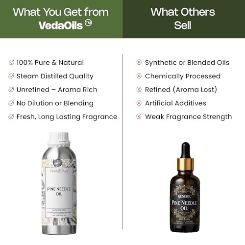 Image of VedaOils Pine Needle Oil 100ml | Pure & Natural Pine Oil for Diffuser, Aromatherapy, Bath Bombs, Soaps & Candles