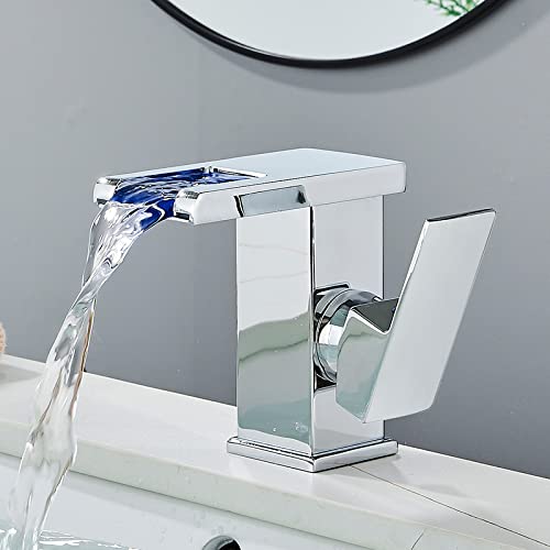 Grifo de baño monomando de latón alto para solucionar las quemaduras gracias a sus 3 cambios de luz