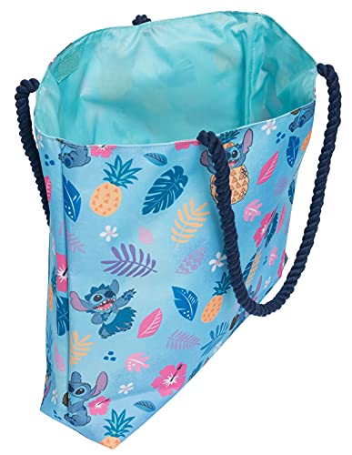 Disney Lilo & Stitch Tote Bag, Stitch Blue Hawaiian Print, Large Water-Resistant Canvas Purse, Beach Vacation Accessory Bag, Work Travel Carry-All for Women - Image 4