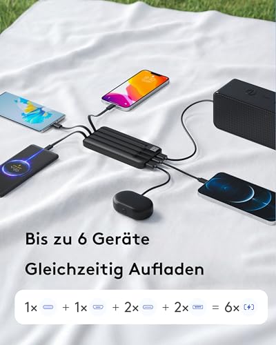 Orfeika Power Bank 10000mAh, Powerbank mit 4 integrierten Kabeln – Ansicht 4