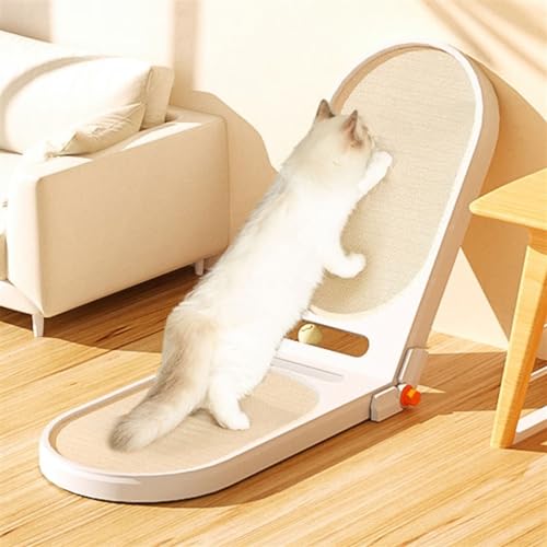 Griffoir pour chat en L cabane verticale en papier ondulé blanc - 7