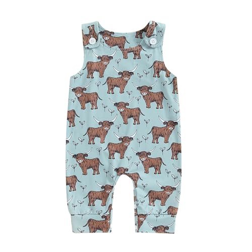 Image of Toddler Baby Boy Girl Farm Clothes Cartoon Animals Print Jumpsuit Romper Newborn Summer Overall Country Stuff