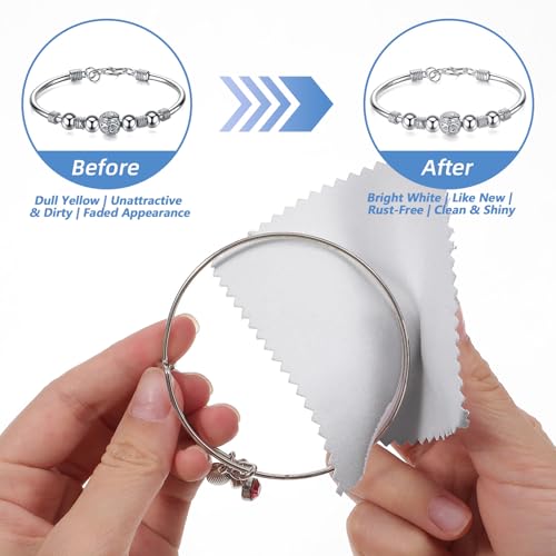 100 paños de limpieza de plata para joyas, paño de pulido reutilizable, gamuza de plata para joyas, paño de limpieza para limpieza de joyas de plata y plata, oro, latón - imagen 4