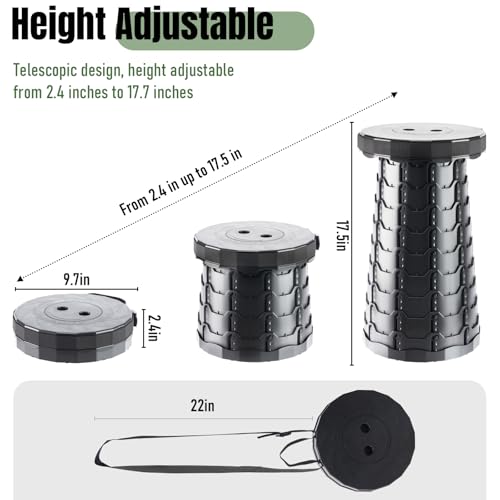 Image of Doseno Upgraded Foldable Stool Thickened, Portable Collapsible Stool Retractable Stool for Fishing, Hiking Tours, BBQ, Parties, Outdoor Activities