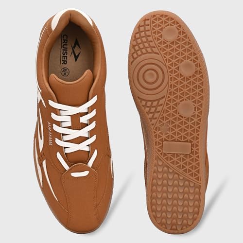 Image of Cruiser Men's Low-Top Sneakers | Chunky Platform Cushioned Insole | Trendy & Stylish Modern Lace-Up Athletic Shoes with Wave Graphic Side Panels| Retro Street Style Casual Walking Footwear (2658)