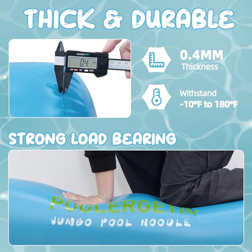 Poolergetic Inflatable Pool Noodle, Large Swim Float Blow up Sticks for Swimming Pools Beach Lake for Adults
